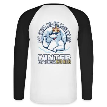 eisbader winterbader-könig eisbademeister eisbaden - Unisex Baseballshirt langarm - Weiß/Schwarz - Hinten - Nik (191cm)