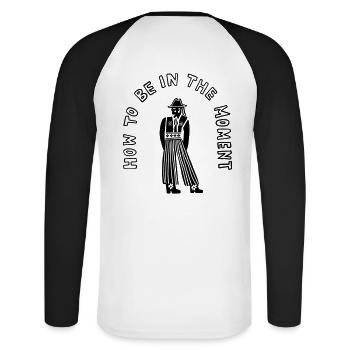 Collaboration d’artiste avec Lisa Sedivy - Moment - T-shirt baseball manches longues Homme - blanc/noir - Dos - Nik (191cm)