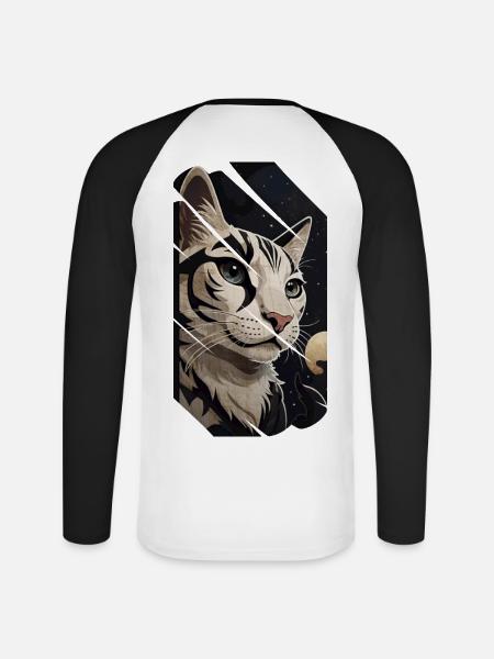 Amuri-Katze - Unisex Baseballshirt langarm - Weiß/Schwarz