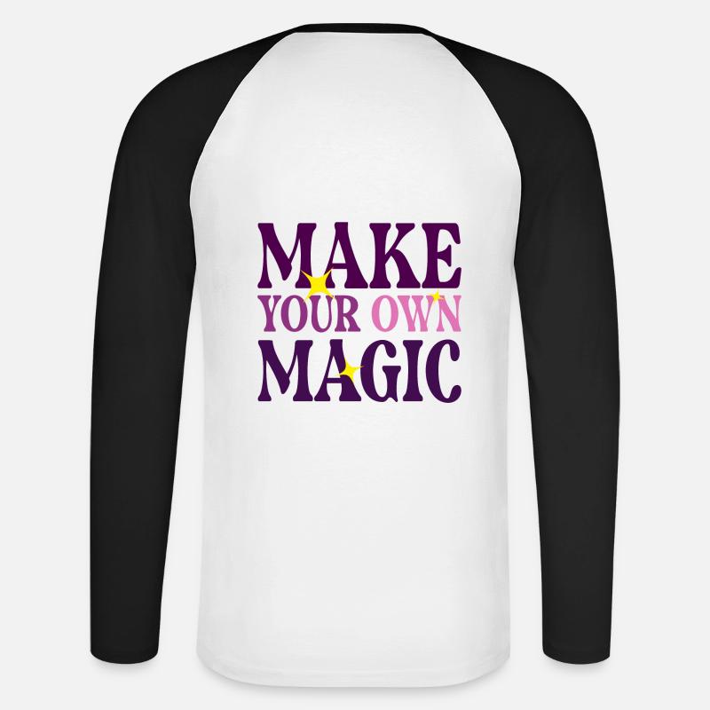 Machen Sie Ihre eigene Magie - Unisex Baseballshirt langarm - Weiß/Schwarz