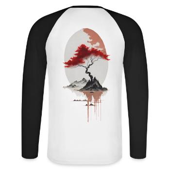 Asian island - Unisex Long Sleeve Baseball T-Shirt - white/black - Back - Nik (191cm)