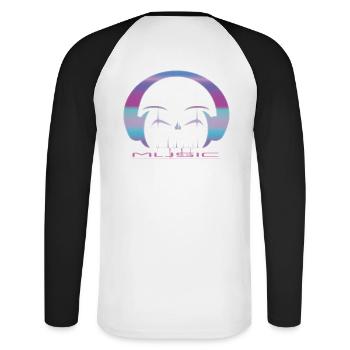 Casque de musique coloré - T-shirt baseball manches longues Homme - blanc/noir - Dos - Nik (191cm)