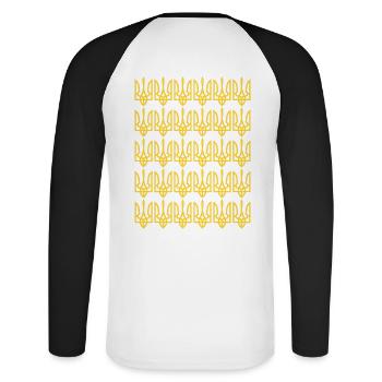UKRAINE modèle de symbole ukrainien ukraine - T-shirt baseball manches longues Homme - blanc/noir - Dos - Nik (191cm)
