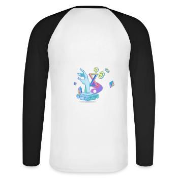 raver - Unisex Baseballshirt langarm - Weiß/Schwarz - Hinten - Nik (191cm)