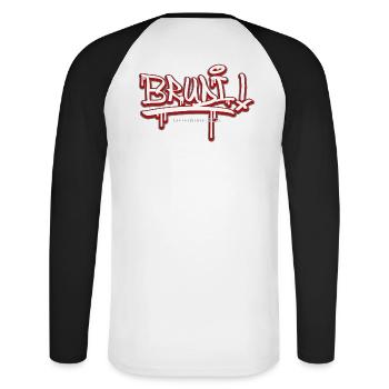 Brudi - Unisex Baseballshirt langarm - Weiß/Schwarz - Hinten - Nik (191cm)