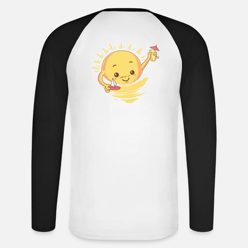 Sommer Cocktail Geschenk - Unisex Baseballshirt langarm - Weiß/Schwarz