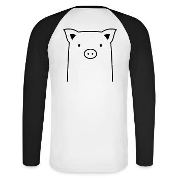 Piggy Pig Piglet Gift - Unisex Long Sleeve Baseball T-Shirt - white/black - Back - Nik (191cm)
