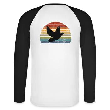 Rétro sourd - T-shirt baseball manches longues Homme - blanc/noir - Dos - Nik (191cm)