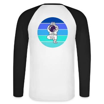 astronaute, flying fusée espace - T-shirt baseball manches longues Homme - blanc/noir - Dos - Nik (191cm)
