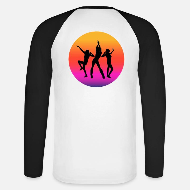 disco, disco fan, disco musikk - Langermet baseball-skjorte for menn - hvit/svart