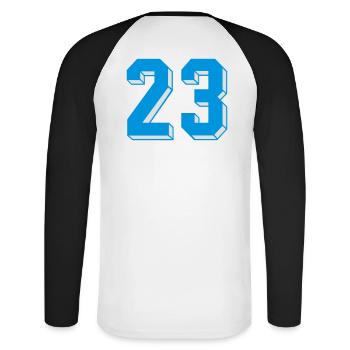 dreiundzwanzig - Unisex Long Sleeve Baseball T-Shirt - white/black - Back - Nik (191cm)