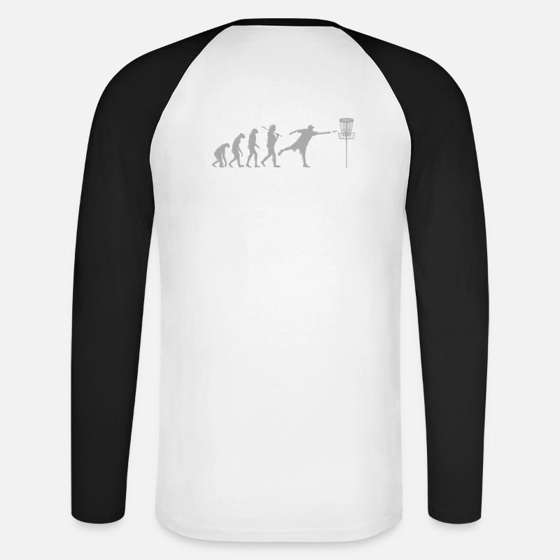Disc Golf Evolution - Unisex Long Sleeve Baseball T-Shirt - white/black