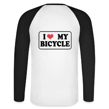 I love my bike - Unisex Long Sleeve Baseball T-Shirt - white/black - Back - Nik (191cm)