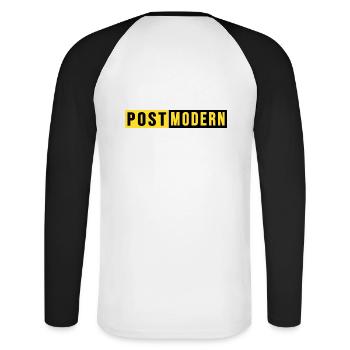 post postbote flaschenpost postmodern - Unisex Baseballshirt langarm - Weiß/Schwarz - Hinten - Nik (191cm)