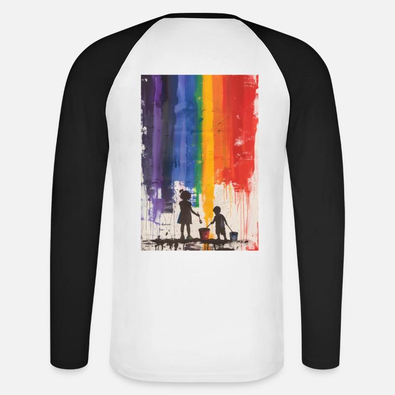 Farbenfroh - Unisex Baseballshirt langarm - Weiß/Schwarz