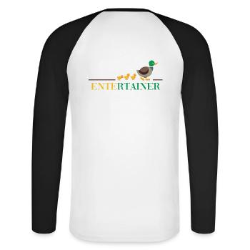 bauernhof ente entertain me thug duck life fun - Unisex Baseballshirt langarm - Weiß/Schwarz - Hinten - Nik (191cm)