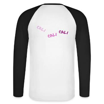 calisthenics gym fit - Unisex Long Sleeve Baseball T-Shirt - white/black - Back - Nik (191cm)