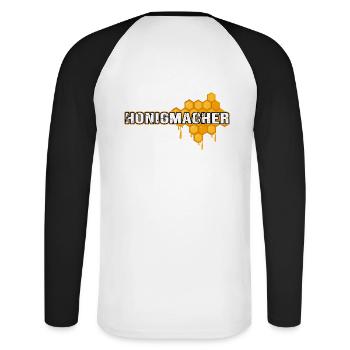 Imker Honigbiene IMKERN - Unisex Baseballshirt langarm - Weiß/Schwarz - Hinten - Nik (191cm)