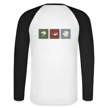 Vélo Vélo Route Vélo Chaîne Vélo Tour à vélo - T-shirt baseball manches longues Homme - blanc/noir - Dos - Nik (191cm)