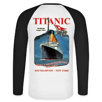 TITANIC liner creation Louis RUNEMBERG © Adagp - Unisex Long Sleeve Baseball T-Shirt - white/black - Back - Nik (191cm)