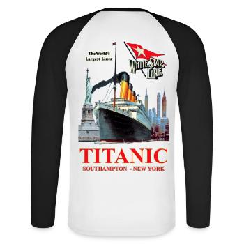 TITANISCHE SCHÖPFUNG Louis RUNEMBERG © Adagp - Unisex Baseballshirt langarm - Weiß/Schwarz - Hinten - Nik (191cm)