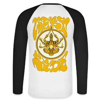 Côté ouest - T-shirt baseball manches longues Homme - blanc/noir - Dos - Nik (191cm)