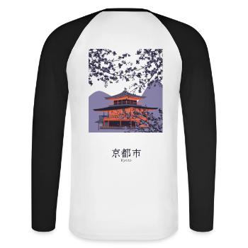 Welcome to Kyoto - Unisex Long Sleeve Baseball T-Shirt - white/black - Back - Nik (191cm)