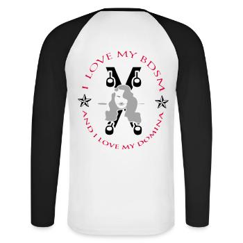 Domina - Unisex Baseballshirt langarm - Weiß/Schwarz - Hinten - Nik (191cm)