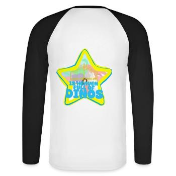 Le paradis du dinosaure - T-shirt baseball manches longues Homme - blanc/noir - Dos - Nik (191cm)