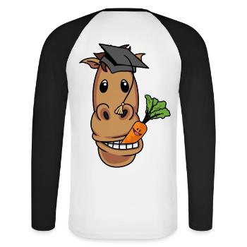 Studiertes Pferd Professor Studium Uni Reiter Abi - Unisex Baseballshirt langarm - Weiß/Schwarz - Hinten - Nik (191cm)