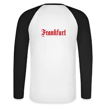 Frankfurt - Unisex Baseballshirt langarm - Weiß/Schwarz - Hinten - Nik (191cm)