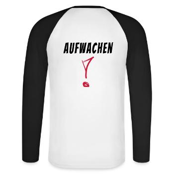 Wake Up, Getting Up Hoodie, Sweatshirt, T-shirt - Unisex Long Sleeve Baseball T-Shirt - white/black - Back - Nik (191cm)