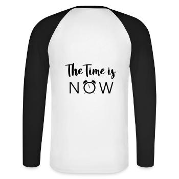 Le moment est venu - T-shirt baseball manches longues Homme - blanc/noir - Dos - Nik (191cm)