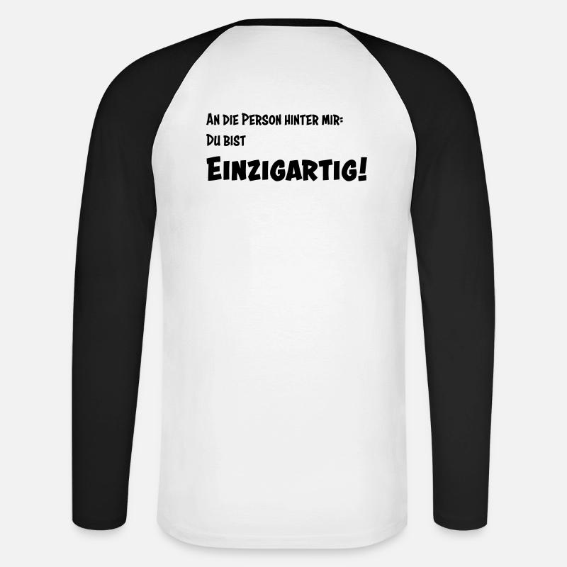 Einzigartig - Unisex Baseballshirt langarm - Weiß/Schwarz