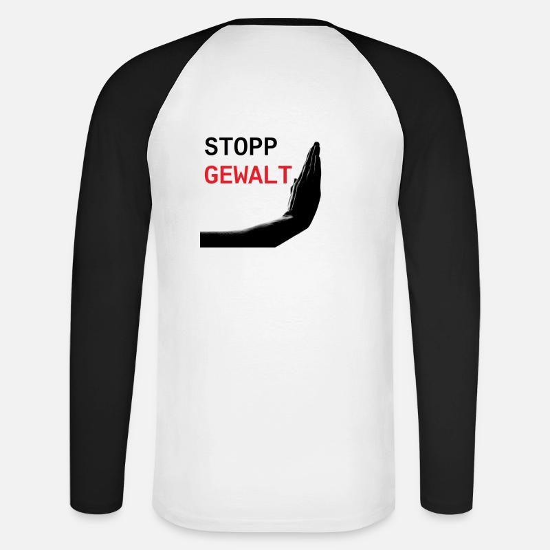 Stopp Gewalt - Unisex Baseballshirt langarm - Weiß/Schwarz