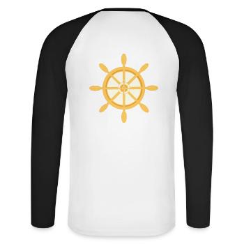 Ship wheel Ship steering wheel with cardinal directions - Unisex Long Sleeve Baseball T-Shirt - white/black - Back - Nik (191cm)