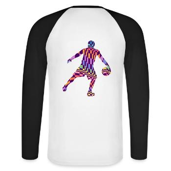 basket-ball modèle de basket-ball jeu de basket-ball - T-shirt baseball manches longues Homme - blanc/noir - Dos - Nik (191cm)