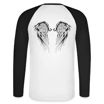Angel Wings - Unisex Long Sleeve Baseball T-Shirt - white/black - Back - Nik (191cm)