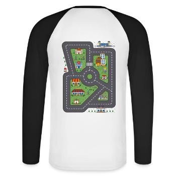 Toy Car Back Massage Parents Car Carpet - Unisex Long Sleeve Baseball T-Shirt - white/black - Back - Nik (191cm)