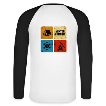 winter camping winter camping snow bivouac - Unisex Long Sleeve Baseball T-Shirt - white/black - Back - Nik (191cm)