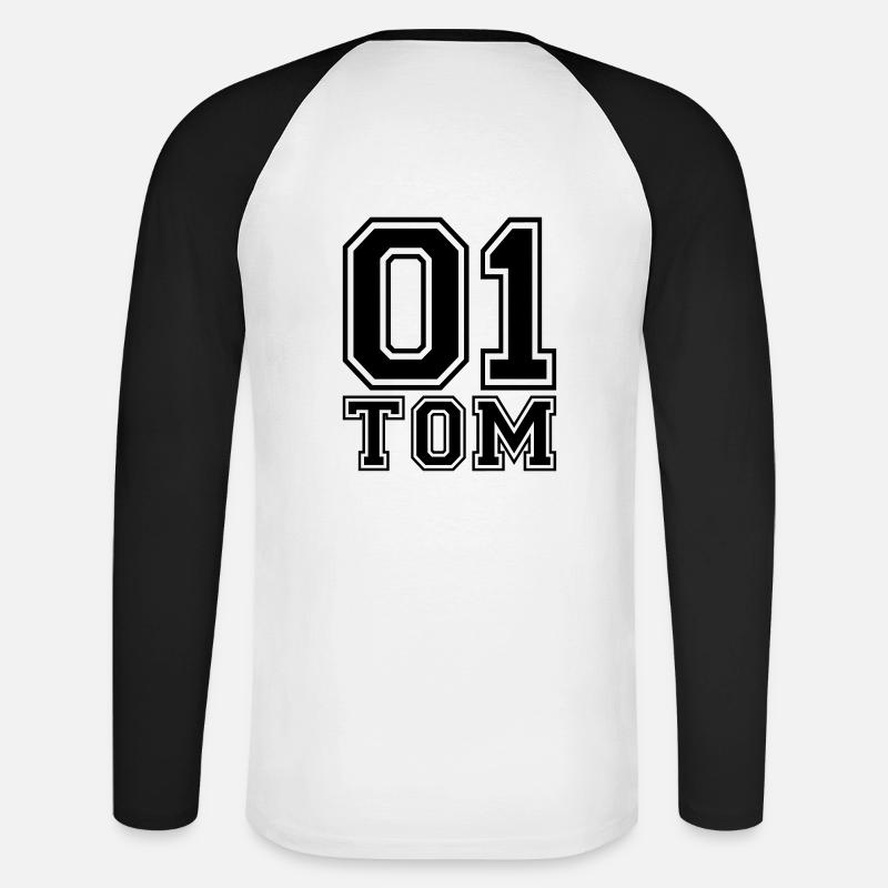 Tom - Name - Unisex Baseballshirt langarm - Weiß/Schwarz