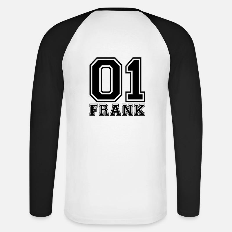 Frank - Name - Unisex Baseballshirt langarm - Weiß/Schwarz