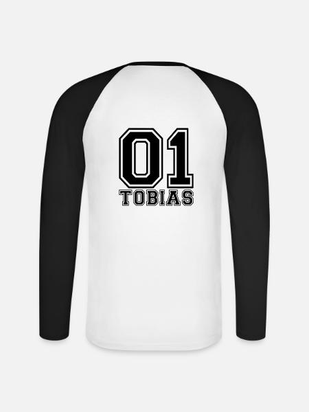 Tobias- name - Unisex Long Sleeve Baseball T-Shirt - white/black
