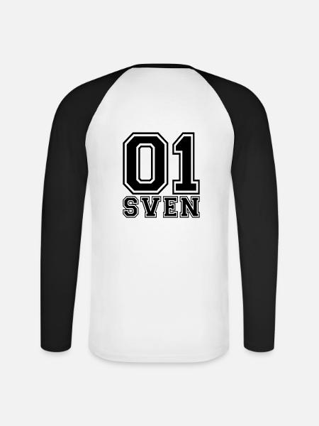 Sven - Name - Unisex Long Sleeve Baseball T-Shirt - white/black
