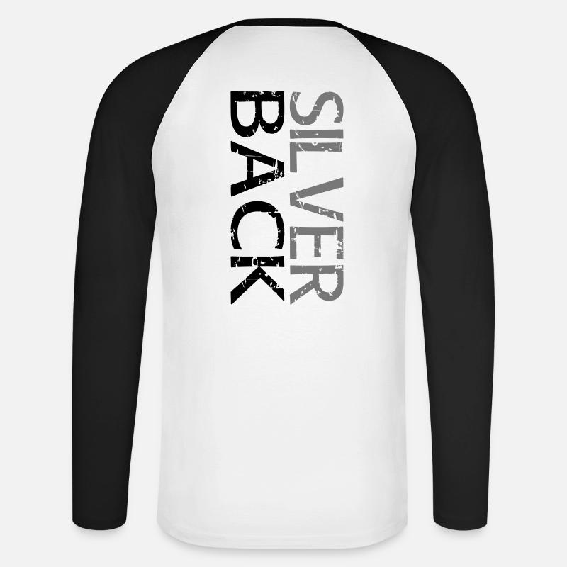 SILVERBACK (Zweizeilig) - Unisex Baseballshirt langarm - Weiß/Schwarz