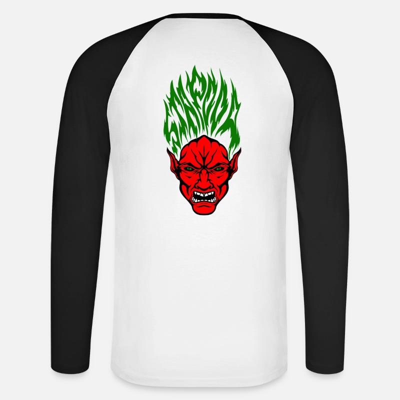 Stapooa Dämon Farbe - Unisex Baseballshirt langarm - Weiß/Schwarz