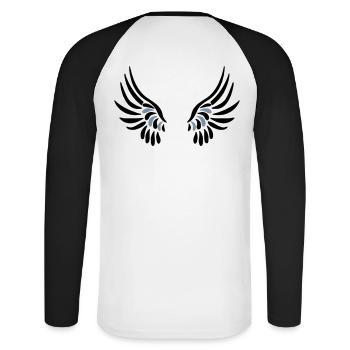 LIKE A BIRD - T-shirt baseball manches longues Homme - blanc/noir - Dos - Nik (191cm)