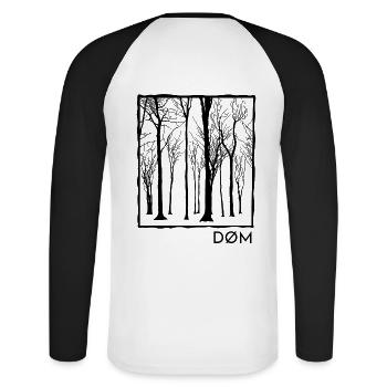 Aus dem Schatten schwarz - Unisex Baseballshirt langarm - Weiß/Schwarz - Hinten - Nik (191cm)