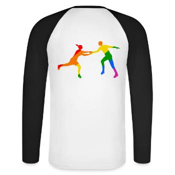 Colorful skating duet - Unisex Long Sleeve Baseball T-Shirt - white/black - Back - Nik (191cm)