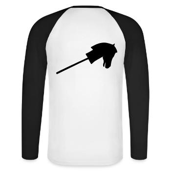 Monter un cheval bâton - T-shirt baseball manches longues Homme - blanc/noir - Dos - Nik (191cm)